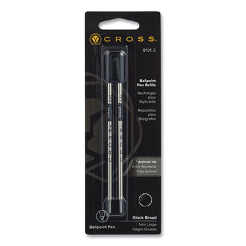 Cross® Refills For Cross Ballpoint Pens, Bold Conical Tip, Black Ink, 2-pack freeshipping - TVN Wholesale